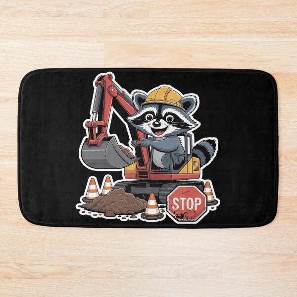 Item preview, Raccoon Construction Worker Excavator Truck designed and sold by FluoroWave.