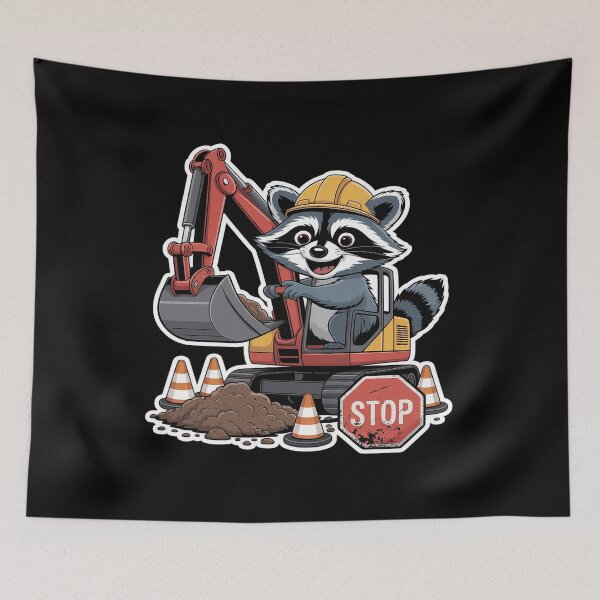 Item preview, Raccoon Construction Worker Excavator Truck designed and sold by FluoroWave.