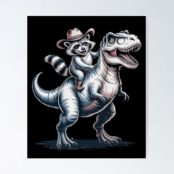 Item preview, Raccoon Cowboy Cowgirl Panda Trash Western Dinosaur designed and sold by FluoroWave.