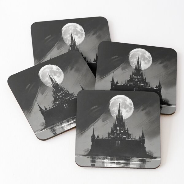 Item preview, Black and White Gothic Castle Moon designed and sold by cr6zym1nd.