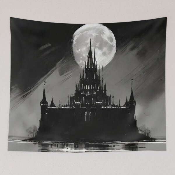 Item preview, Black and White Gothic Castle Moon designed and sold by cr6zym1nd.