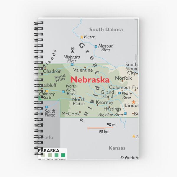 Item preview, Nebraska State Map with Cities and Rivers designed and sold by WorldAtlas.com.
