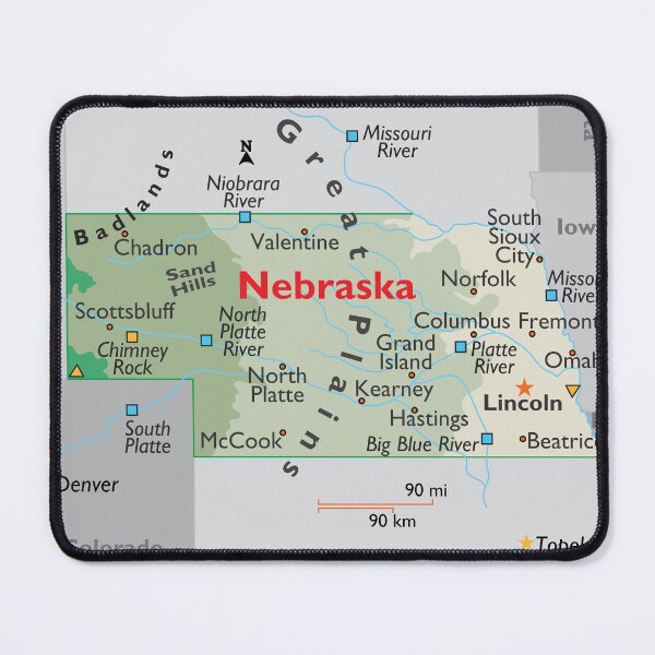 Item preview, Nebraska State Map with Cities and Rivers designed and sold by WorldAtlas.com.