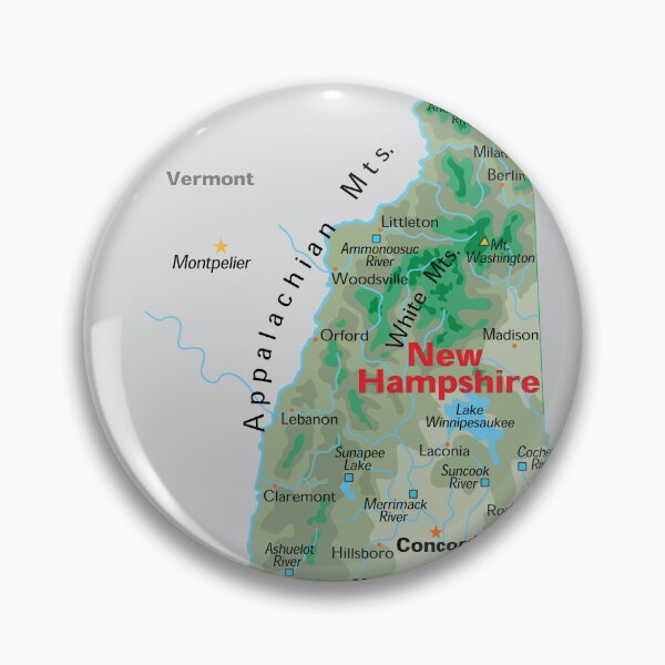 Item preview, New Hampshire State Map with Cities and Mountains designed and sold by WorldAtlas.com.