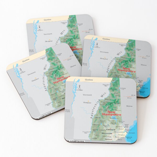 Item preview, New Hampshire State Map with Cities and Mountains designed and sold by WorldAtlas.com.