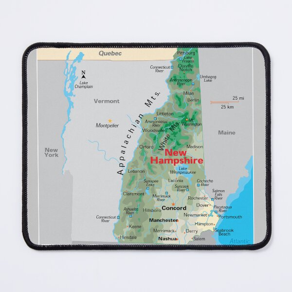 Item preview, New Hampshire State Map with Cities and Mountains designed and sold by WorldAtlas.com.