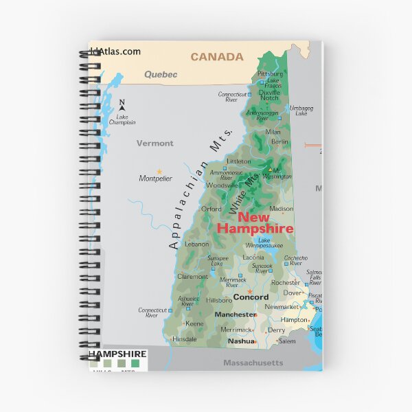 Item preview, New Hampshire State Map with Cities and Mountains designed and sold by WorldAtlas.com.
