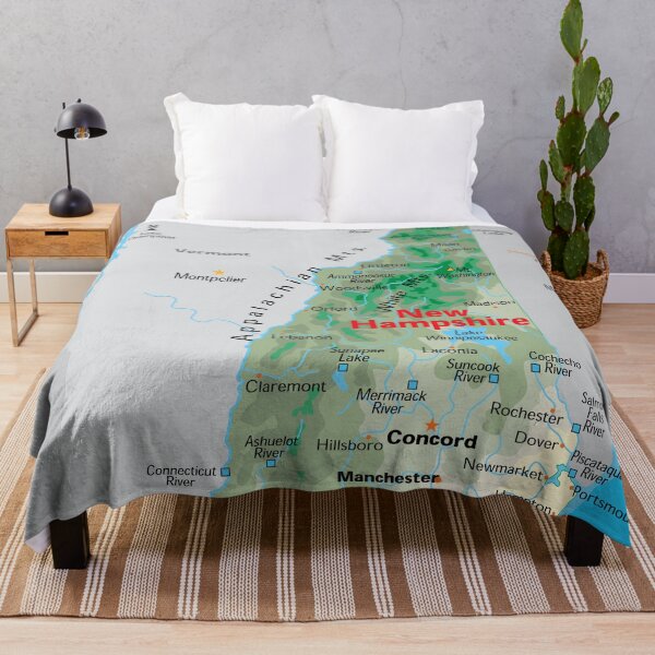 Item preview, New Hampshire State Map with Cities and Mountains designed and sold by WorldAtlas.com.
