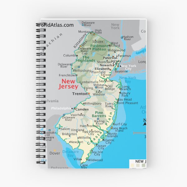 Item preview, New Jersey Map for Wall Decor and Education designed and sold by WorldAtlas.com.