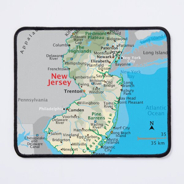 Item preview, New Jersey Map for Wall Decor and Education designed and sold by WorldAtlas.com.