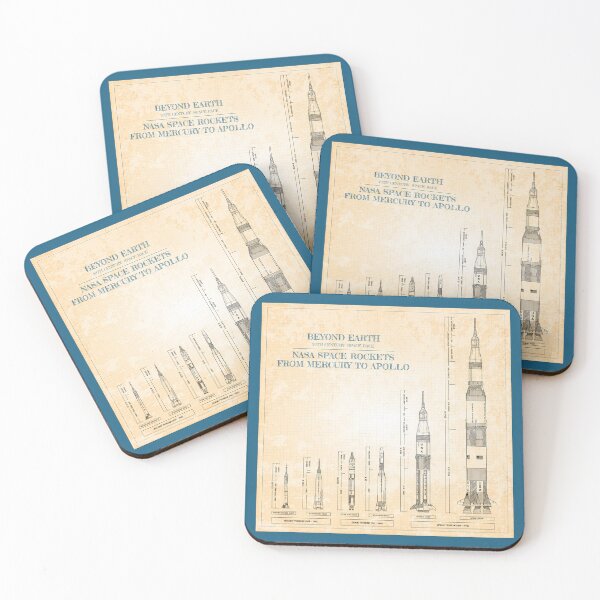 Item preview, NASA Space rockets. From Mercury to Apollo (Old Blue Grid) designed and sold by BGALAXY.