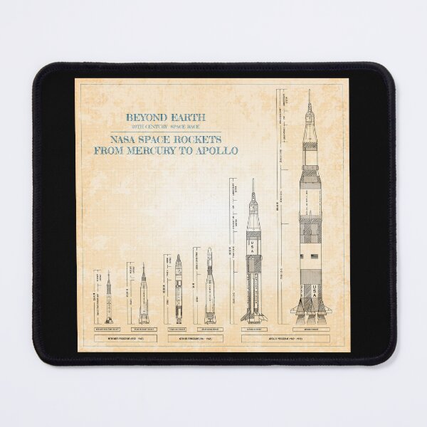 Item preview, NASA Space rockets. From Mercury to Apollo (Old Blue Grid) designed and sold by BGALAXY.