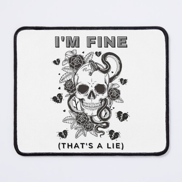 Item preview, "I’m Fine (That’s a Lie) – Dark Skull & Snake Gothic Art" designed and sold by Artistry-Nadia.