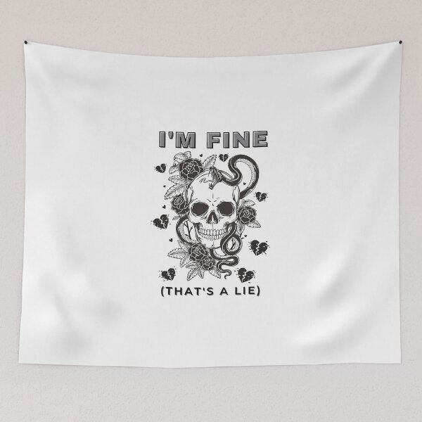 Item preview, "I’m Fine (That’s a Lie) – Dark Skull & Snake Gothic Art" designed and sold by Artistry-Nadia.