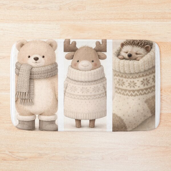 Item preview, Cozy Winter Animals T-Shirt Design – Cute Bear Reindeer and Hedgehog Art Set designed and sold by Beamiverse.