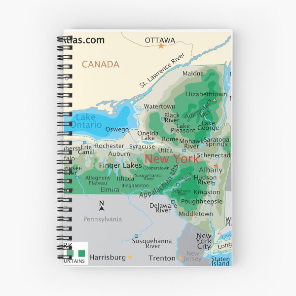 Item preview, Detailed New York Geography Map designed and sold by WorldAtlas.com.
