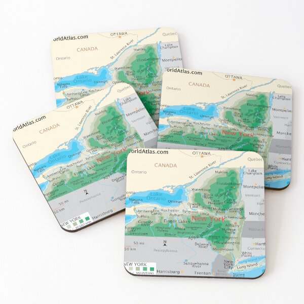 Item preview, Detailed New York Geography Map designed and sold by WorldAtlas.com.
