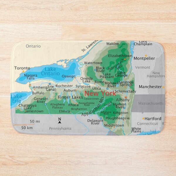 Item preview, Detailed New York Geography Map designed and sold by WorldAtlas.com.