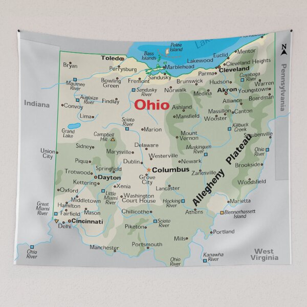 Item preview, Ohio Map for Wall Decor and Education designed and sold by WorldAtlas.com.