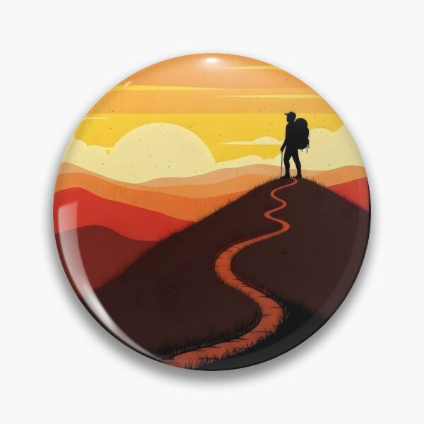 Item preview, Vintage Hiking Silhouette – Retro 70s Sunset Trail Badge, Wanderlust Adventure Vibes designed and sold by Luminari Creations.