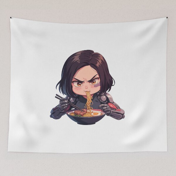 Item preview, Alita Alita Battle Angel Ramen Kawaii Chibi Dark Hair Anime Girl Bowl designed and sold by Raslbazola.