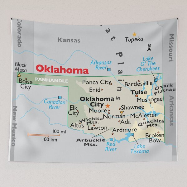 Item preview, Oklahoma Map for Wall Decor and Education designed and sold by WorldAtlas.com.