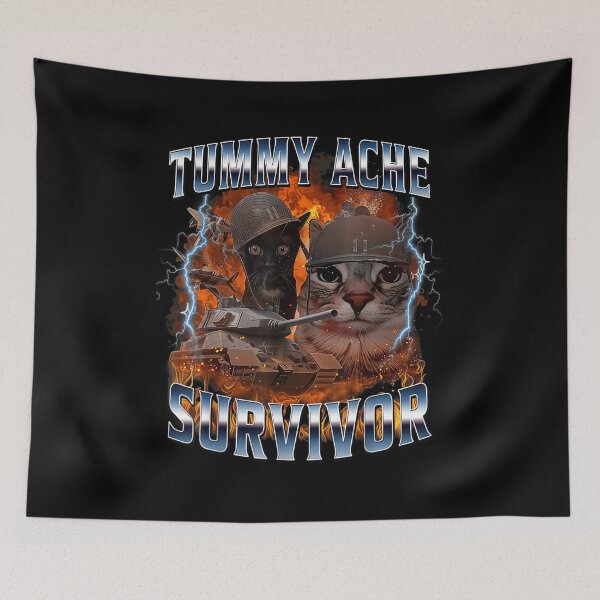 Item preview, Tummy Ache Survivor Funny Cats Military Parody Dark Humor designed and sold by MassonCalepon.