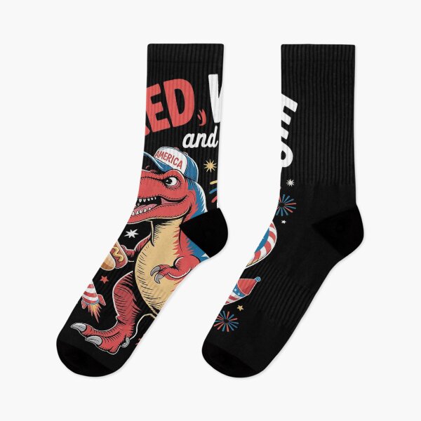 Item preview, Red White And Raw 4th Of July T-Rex Eating Hot Dog designed and sold by Voidbinder.