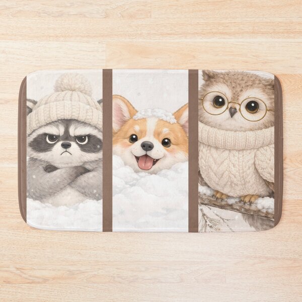 Item preview, Cozy Winter Animals T-Shirt Design – Cute Raccoon Corgi and Owl Art Set designed and sold by Beamiverse.