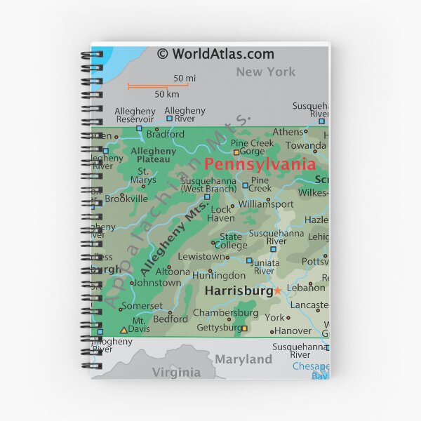Item preview, Pennsylvania Map for Wall Decor and Education designed and sold by WorldAtlas.com.