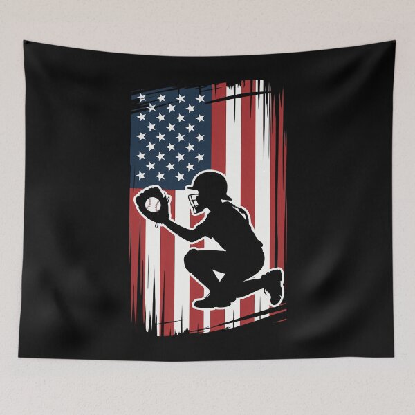 Item preview, Softball Catcher American Flag Softball Player designed and sold by cosmicncozyS.