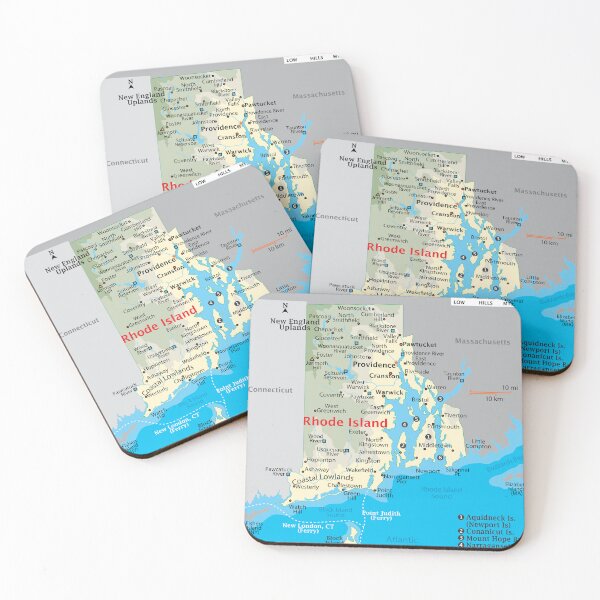 Item preview, Rhode Island State Map with Cities and Coastline designed and sold by WorldAtlas.com.