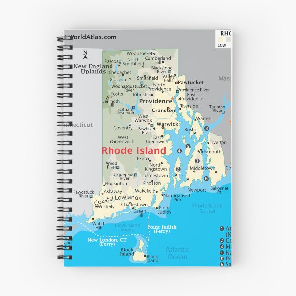 Item preview, Rhode Island State Map with Cities and Coastline designed and sold by WorldAtlas.com.