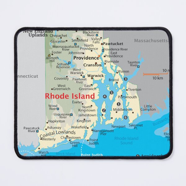 Item preview, Rhode Island State Map with Cities and Coastline designed and sold by WorldAtlas.com.