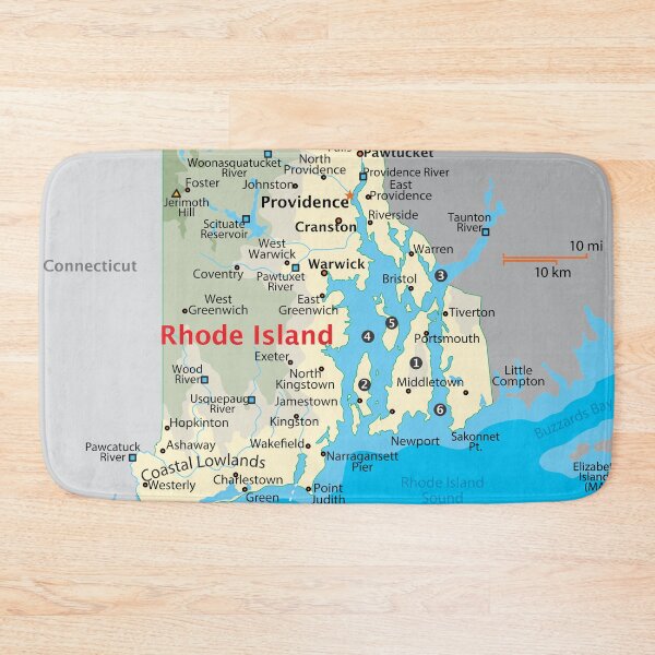Item preview, Rhode Island State Map with Cities and Coastline designed and sold by WorldAtlas.com.