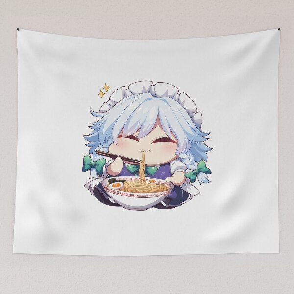 Item preview, Lisa Genshin Impact Game Sakuya Izayoi Touhou Kawaii Ramen Chibi Cute Anime Girl designed and sold by Raslbazola.