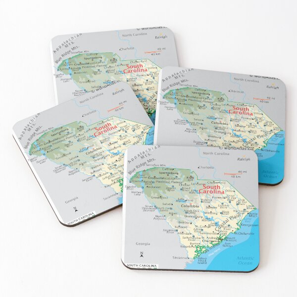 Item preview, Detailed South Carolina Geography Map designed and sold by WorldAtlas.com.