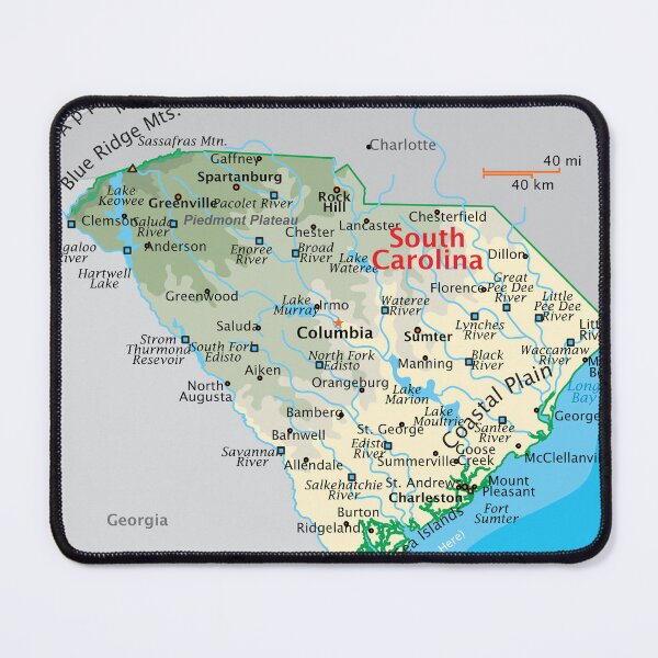 Item preview, Detailed South Carolina Geography Map designed and sold by WorldAtlas.com.