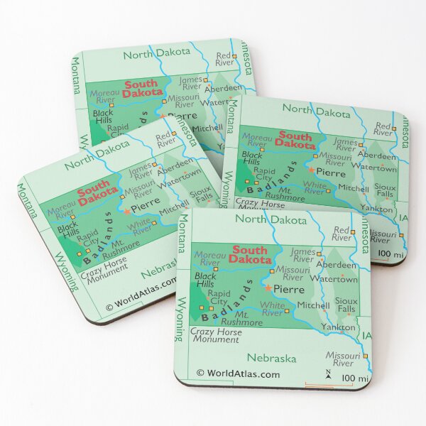 Item preview, South Dakota State Map with Cities and Regions designed and sold by WorldAtlas.com.