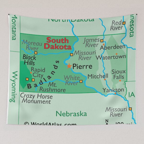 Item preview, South Dakota State Map with Cities and Regions designed and sold by WorldAtlas.com.