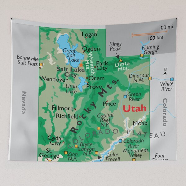 Item preview, Utah Map for Wall Decor and Education designed and sold by WorldAtlas.com.