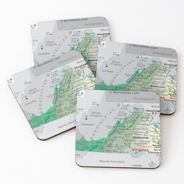 Item preview, Detailed Virginia Geography Map designed and sold by WorldAtlas.com.