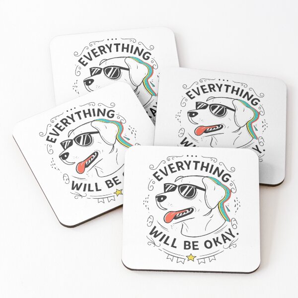 Item preview, Everything Will Be Okay Dog – Positive Quote Funny Sunglasses Puppy Art designed and sold by devilfronty.