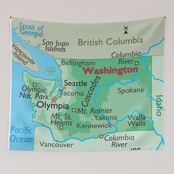 Item preview, Washington State Map with Cities and Regions designed and sold by WorldAtlas.com.