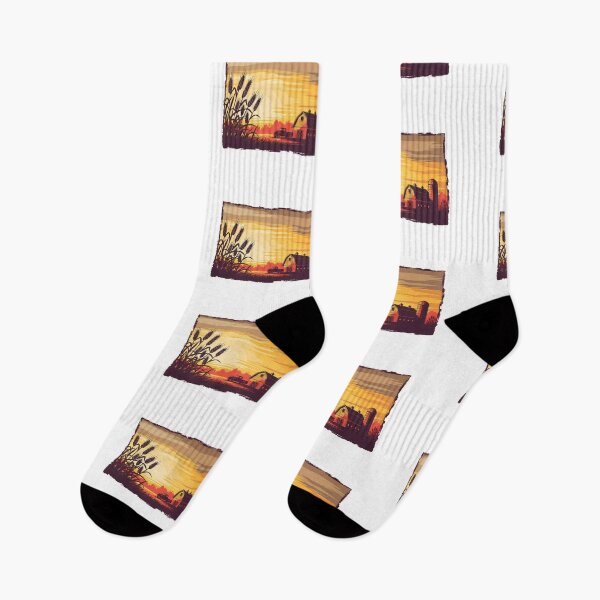 Item preview, Vintage Farm Barn Silhouette – Retro 70s Sunset Wheat Field, Country Homestead Badge designed and sold by Luminari Creations.