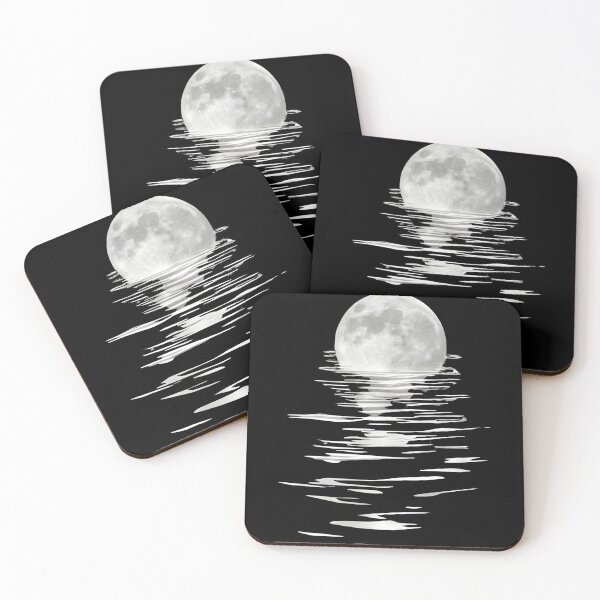 Item preview, Full Moon Reflection on Water - Serene Night Ocean Art designed and sold by Latikshop.