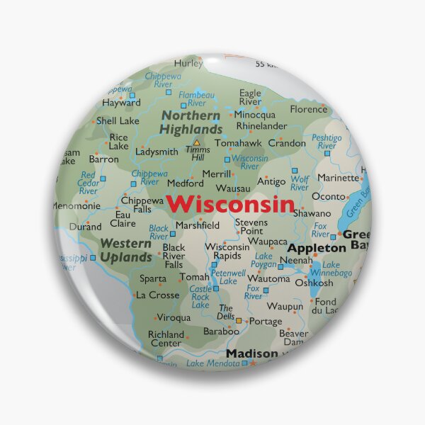 Item preview, Wisconsin State Map with Cities and Lakes designed and sold by WorldAtlas.com.