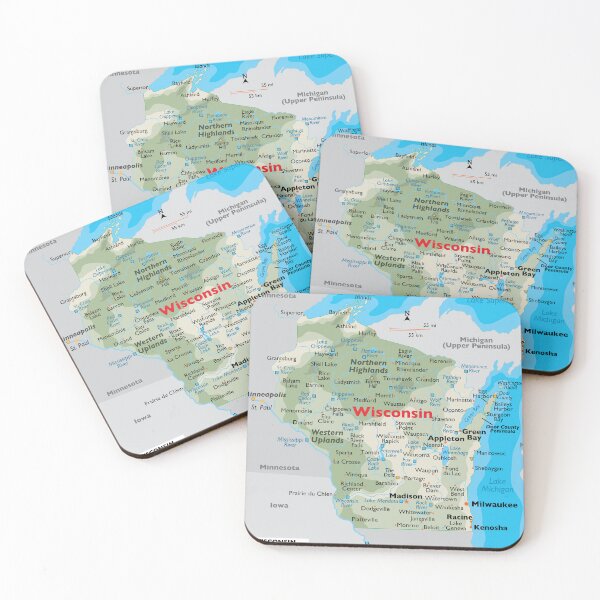 Item preview, Wisconsin State Map with Cities and Lakes designed and sold by WorldAtlas.com.