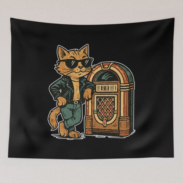 Item preview, Rockabilly Jukebox Cool Cat 50s Retro Gift designed and sold by Pineapple-Tree.