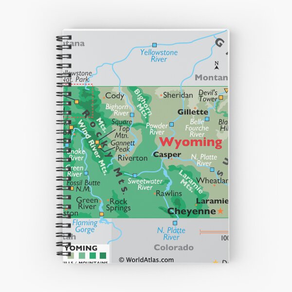 Item preview, Wyoming Map for Wall Decor and Education designed and sold by WorldAtlas.com.